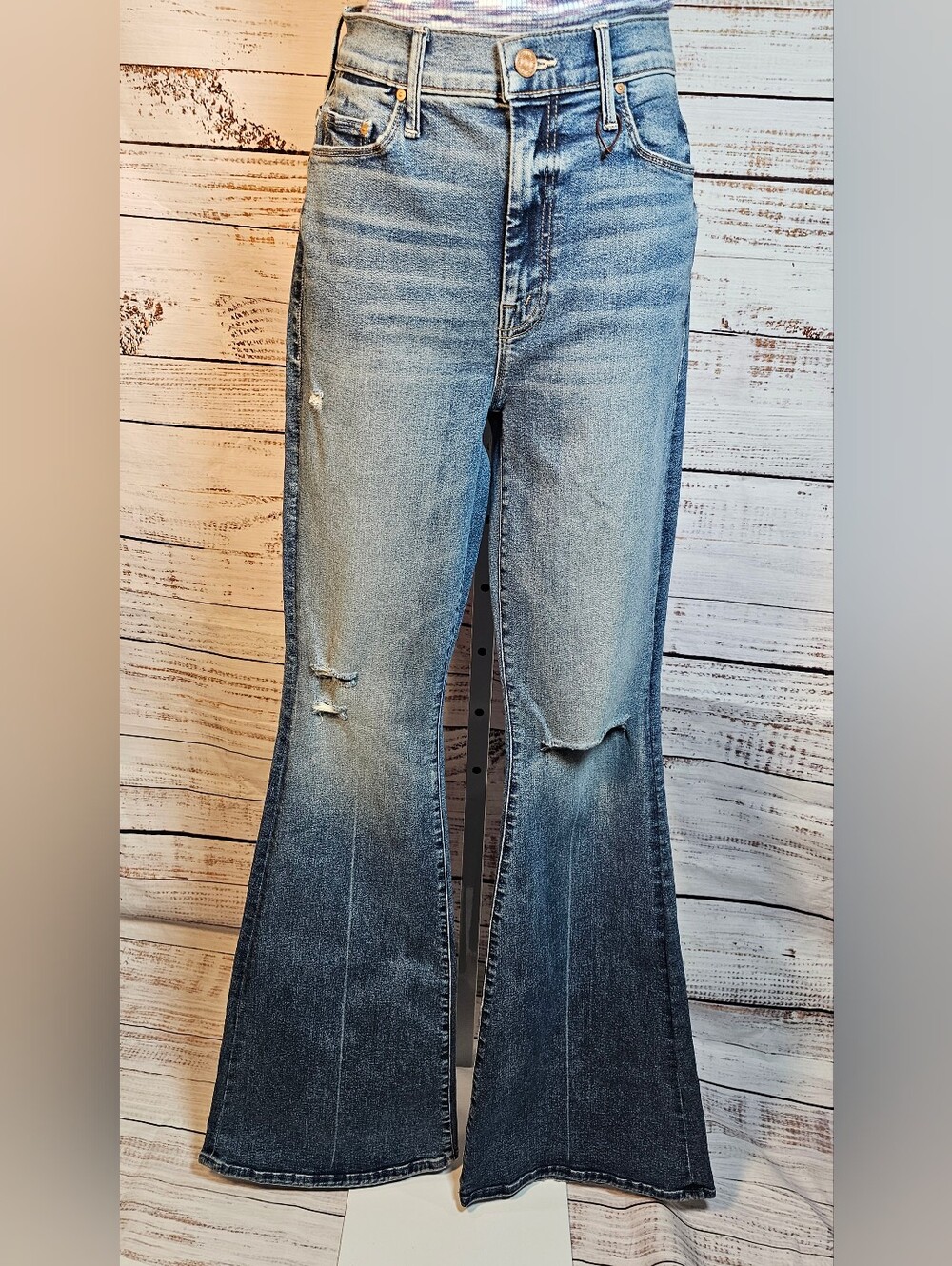 MOTHER The Super Cruiser High Rise Flare Jeans 27 Going In Circles Ombre - Picture 4 of 10
